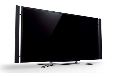angle view of a black Sony 4K TV