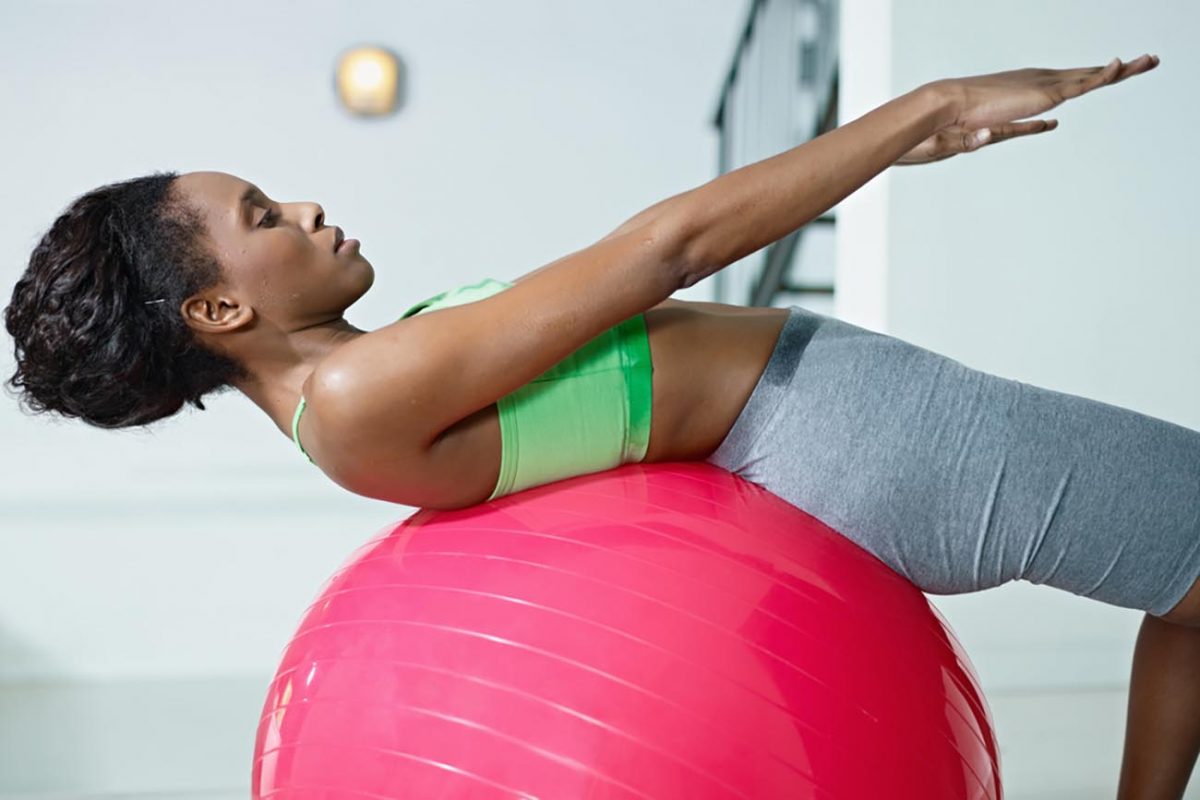 working out with an exercise ball