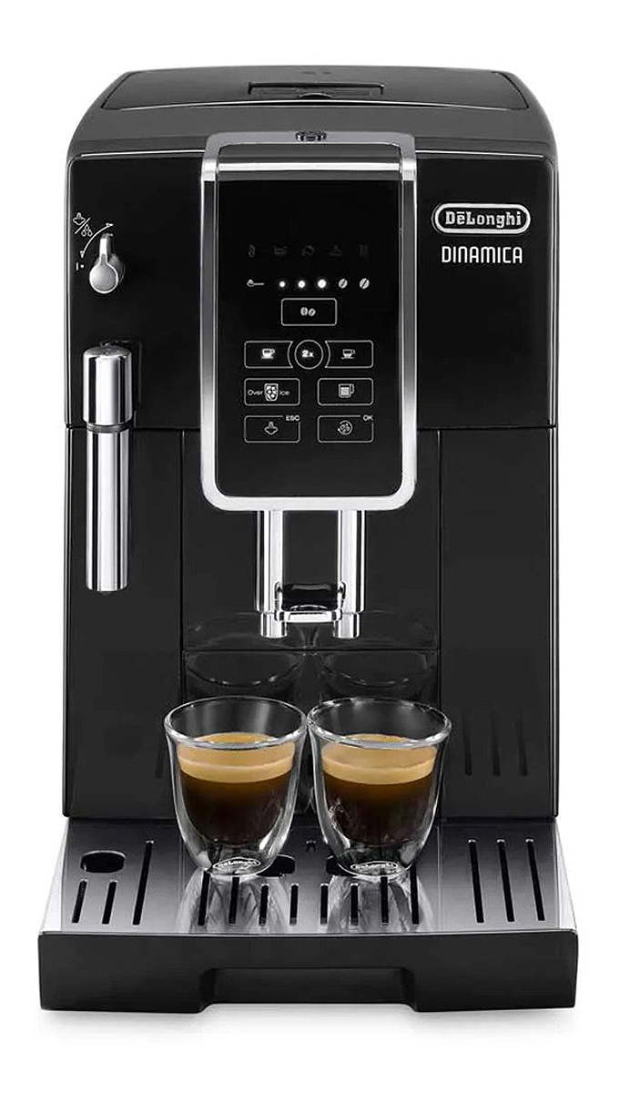 black delonghi dinamica automatic coffee maker front view