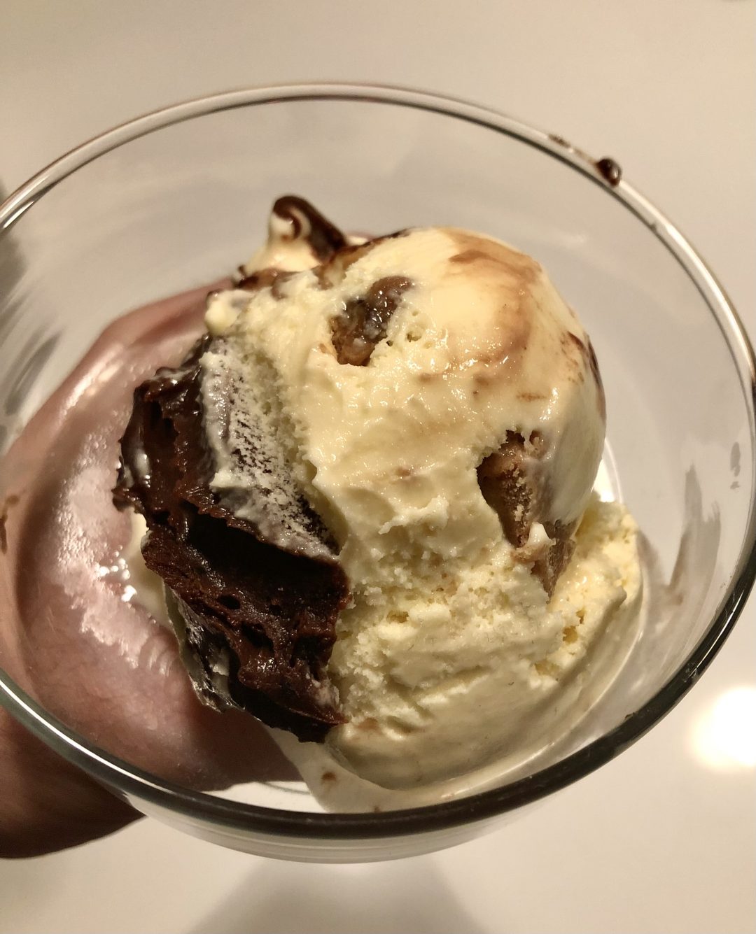 molasses cookie dough ice cream in glass bowl