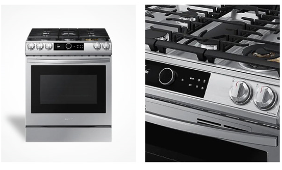 Samsung Slide-In Gas Range with Air Fry and Wi-Fi in stainless steel