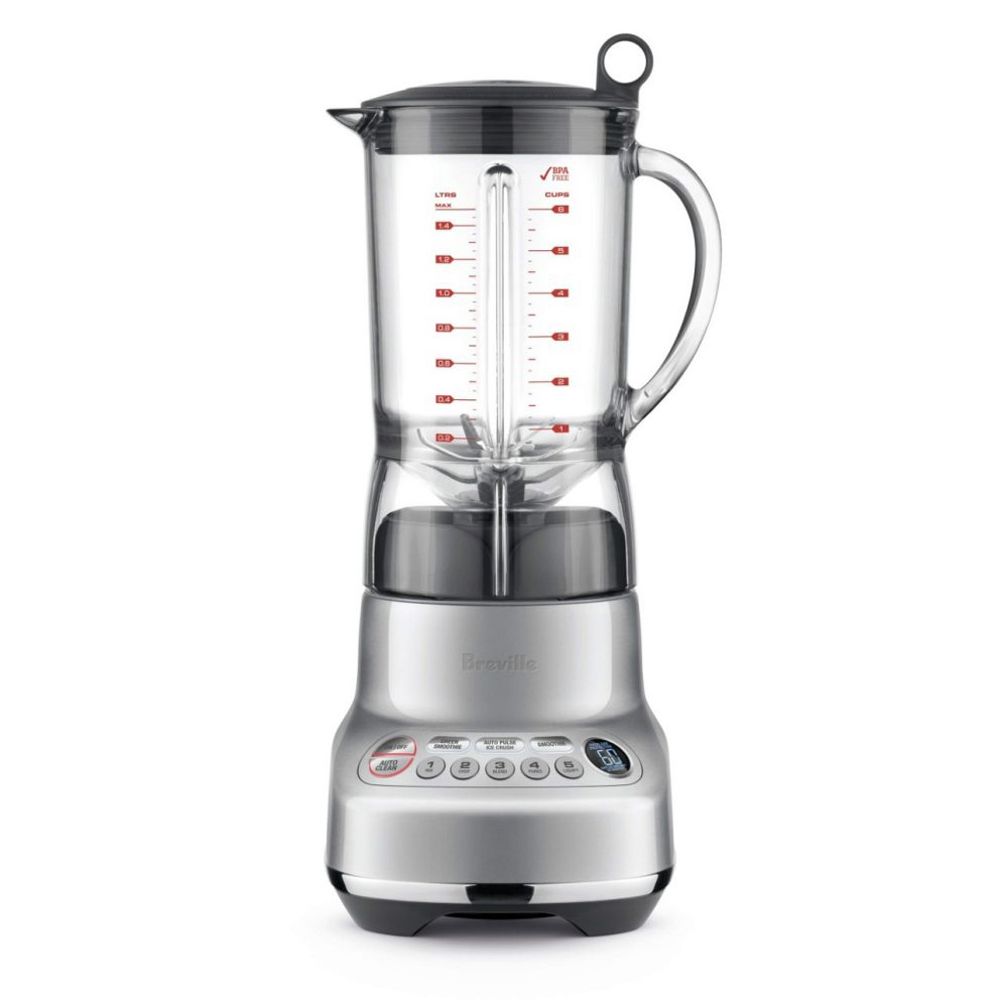 the front of the Breville Fresh & Furious blender in silver