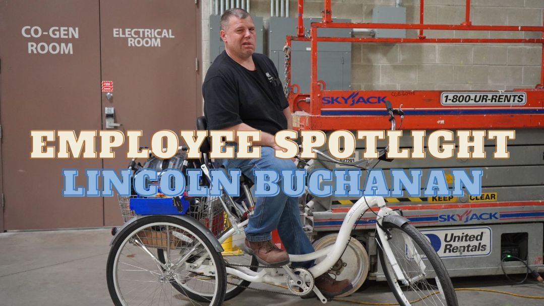 Lincoln Buchanan on a bike at Abt beside a lift