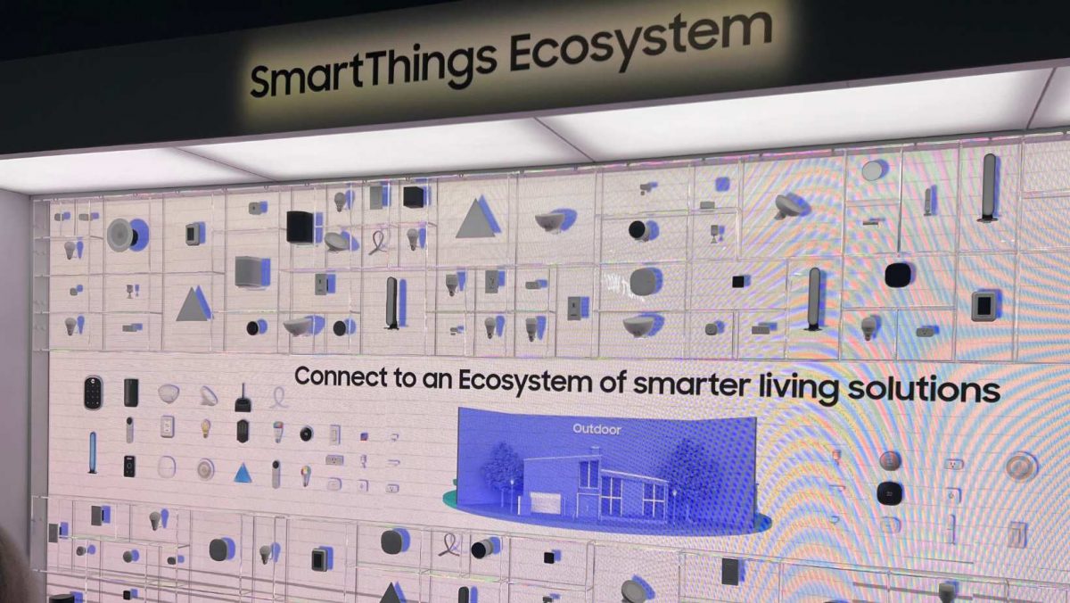 SmartThings display at CES 2023 displaying products that work with SmartThings