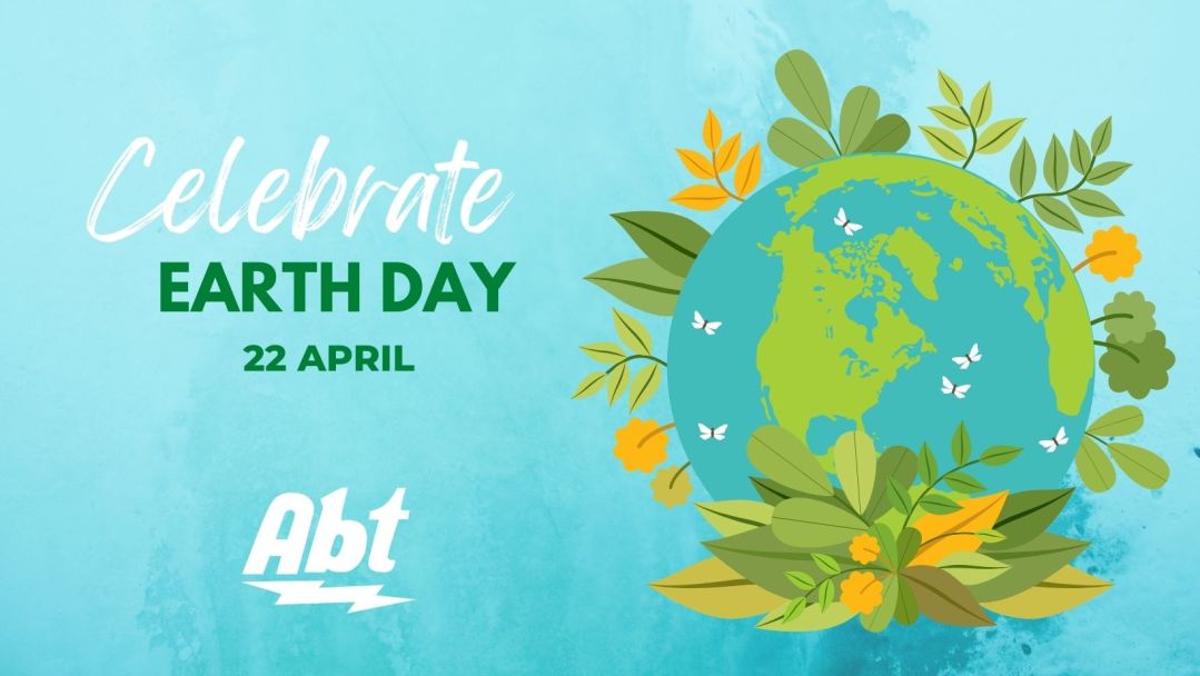 illustration of planet earth with text that reads "celebrate earth day April 22"