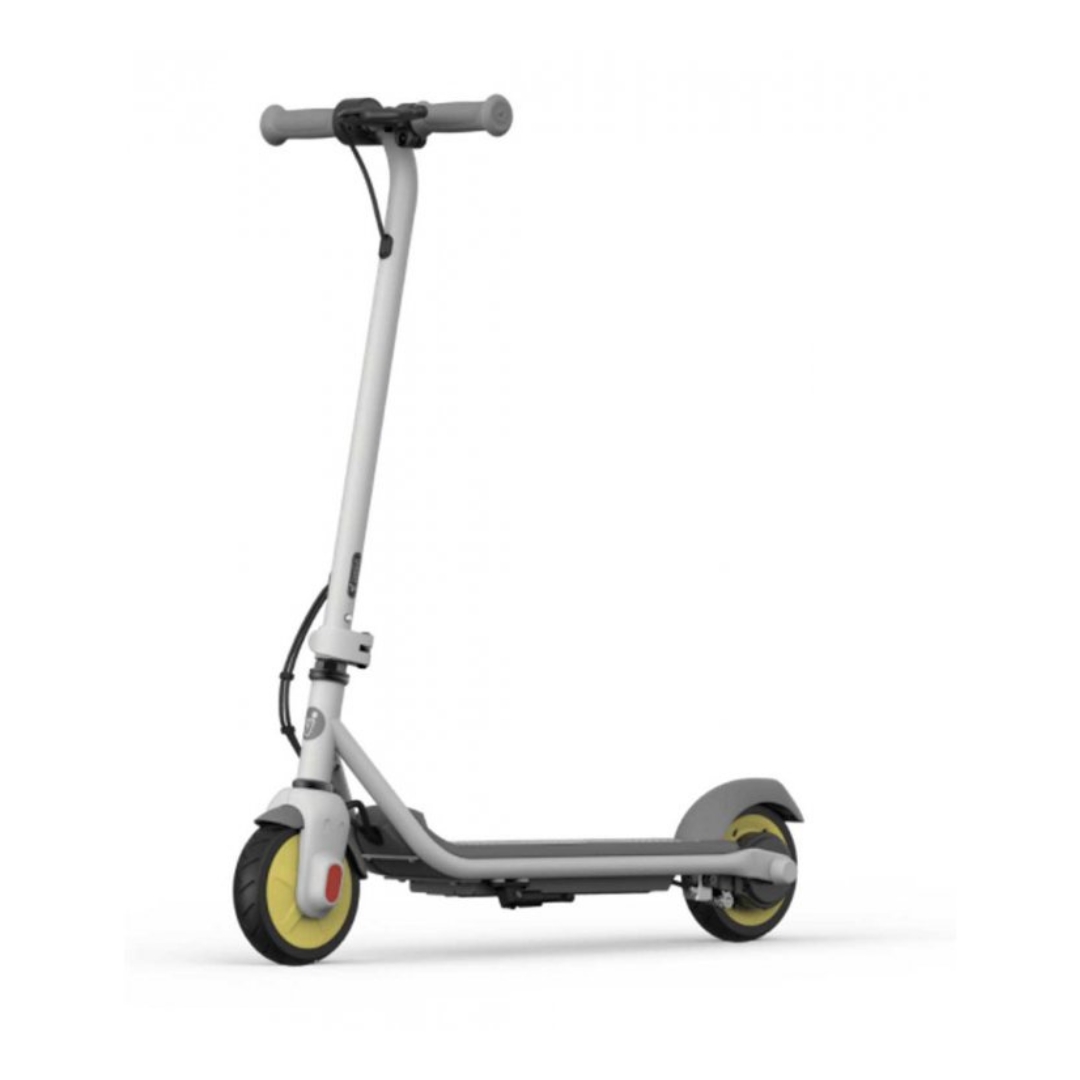 A grey electric scooter toy for children