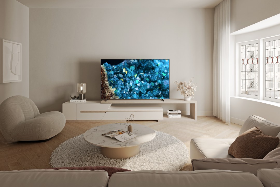 Living room featuring Sony BRAVIA A80L OLED 4K TV.