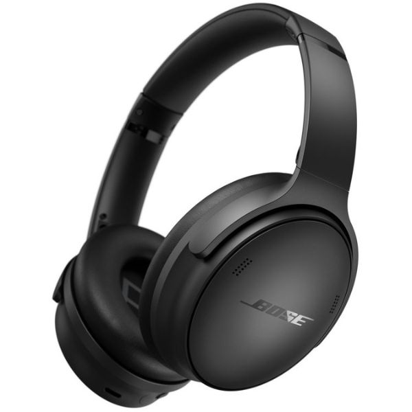 Black Bose QuietComfort Wireless Noise Cancelling Headphones against a white background