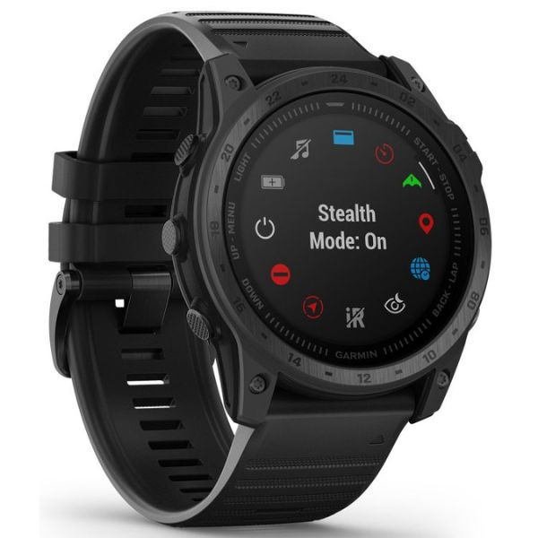 Garmin tactix 7 Standard Tactical 51mm GPS Smartwatch  in Stealth Mode with several buttons around the bezel