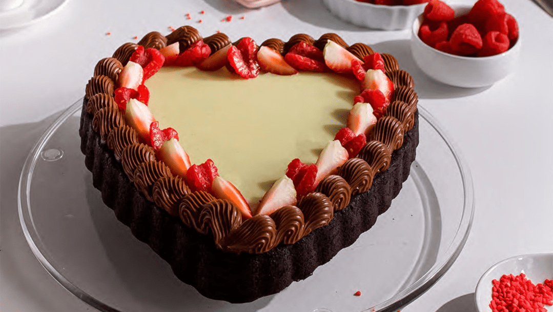 Heart Shaped Devils Chocolate Cake.