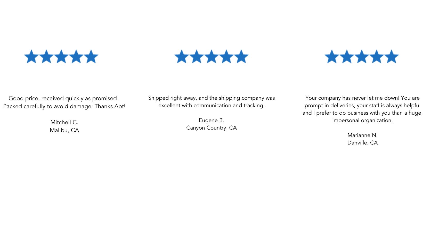 5-star reviews on a white background