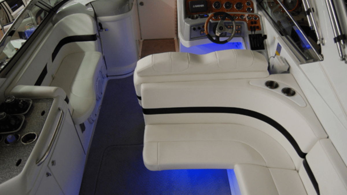 Boat with RGB lighting installed.